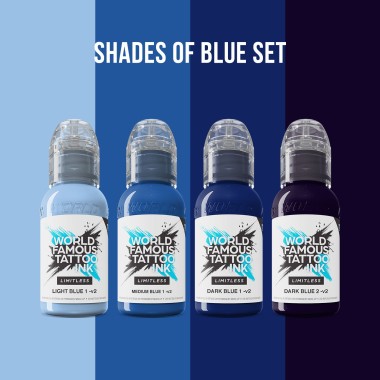 SHADES OF BLUE Collection - World Famous Limitless - 4 × 30 ml - Colori Tattoo REACH 2