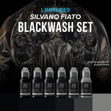 Silvano Fiato BLACKWASH Set - World Famous Limitless - 6 × 30 ml - Colori Tattoo REACH 2