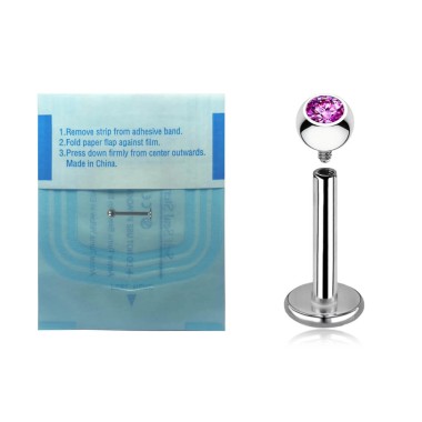 Labret STERILE in Titanio G23 ASTM F136 con Cristallo Incastonato – Filettatura Interna 2