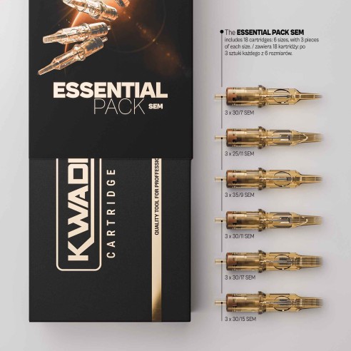 Kwadron Cartridge System SEM Essential Pack - Cartucce Aghi Tattoo - 18 pz