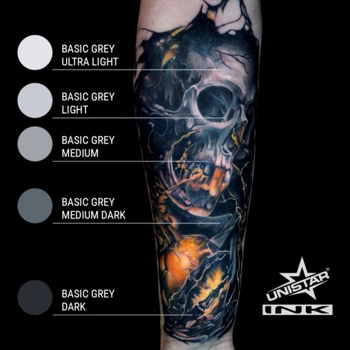Basic Gray Light - UNISTAR INK - 30 ml - Colore Tattoo REACH