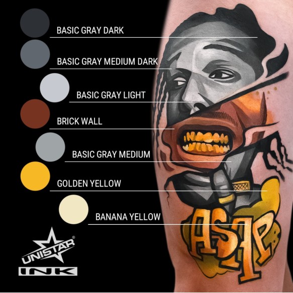 Basic Gray Medium - UNISTAR INK - 30 ml - Colore Tattoo REACH