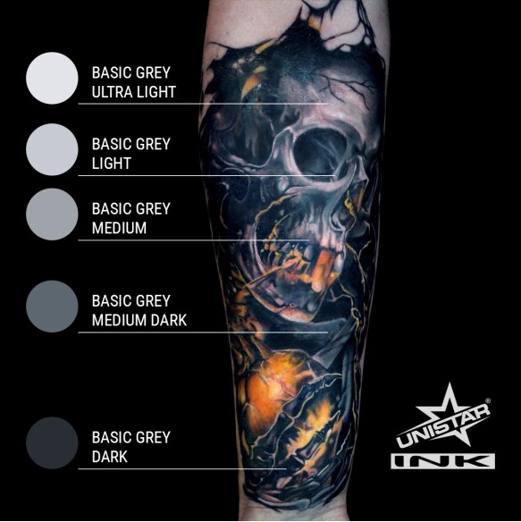 Basic Gray Medium Dark - UNISTAR INK - 30 ml - Colore Tattoo REACH