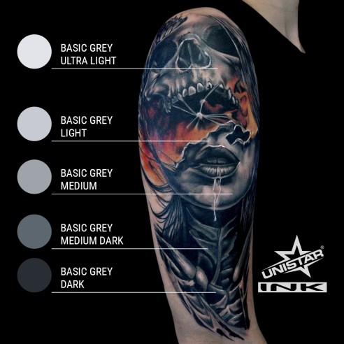 Basic Grey Dark - UNISTAR INK - 30 ml - Colore Tattoo REACH
