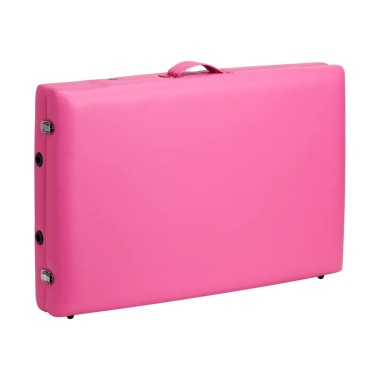 Lettino Pieghevole in Similpelle Rosa con Struttura in Alluminio 2